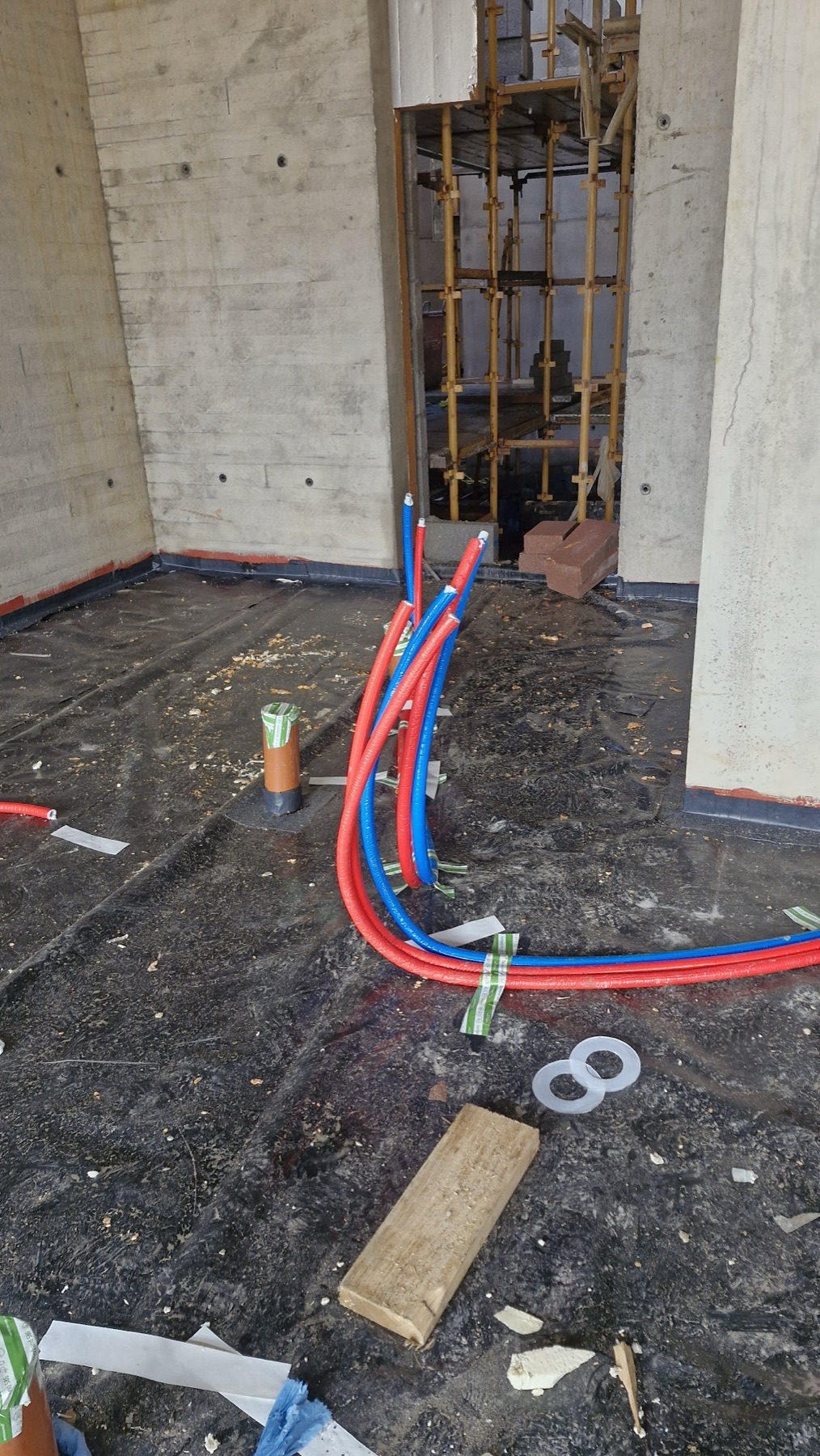 First fix plumbing pipework installed in a new build property